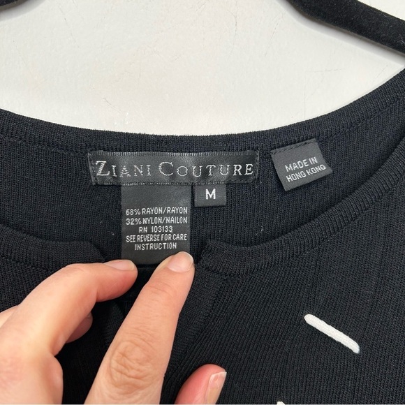 Y2K style Ziani Couture black and white‎ sleeveless blouse size medium - Picture 4 of 7